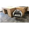 Image 1 : PAIR OF RUSTIC WOOD OFFICE DESKS APPROX 62"L X 28"D X 31"H, 4 DRAWER FILING CABINET, PAIR OF BLACK