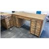 Image 4 : PAIR OF RUSTIC WOOD OFFICE DESKS APPROX 62"L X 28"D X 31"H, 4 DRAWER FILING CABINET, PAIR OF BLACK