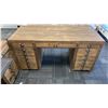 Image 5 : PAIR OF RUSTIC WOOD OFFICE DESKS APPROX 62"L X 28"D X 31"H, 4 DRAWER FILING CABINET, PAIR OF BLACK