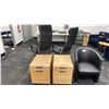 Image 1 : PAIR OF WOODEN MOBILE LOCKING PEDESTALS, 2 MOBILE OFFICE CHAIRS & PADDED OFFICE CHAIR