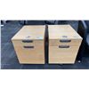 Image 4 : PAIR OF WOODEN MOBILE LOCKING PEDESTALS, 2 MOBILE OFFICE CHAIRS & PADDED OFFICE CHAIR