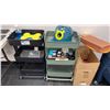 Image 4 : PLASTIC FOLDING TABLE WITH OFFICE CONTENTS- HEATERS, WIRELESS KEYBOARDS, PHOTOGRAPHY SHOTBOX,