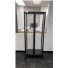 Image 2 : 2 DOOR BLACK METAL/GLASS LOCKING CABINET WITH KEYS APPROX 27"W X 15"D X 69"H