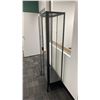 Image 3 : 2 DOOR BLACK METAL/GLASS LOCKING CABINET WITH KEYS APPROX 27"W X 15"D X 69"H