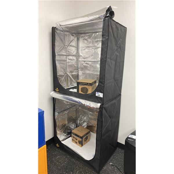 PAIR OF SECRET JARDIN DP90 GROW TENTS WITH 2 DF16 FILTERS