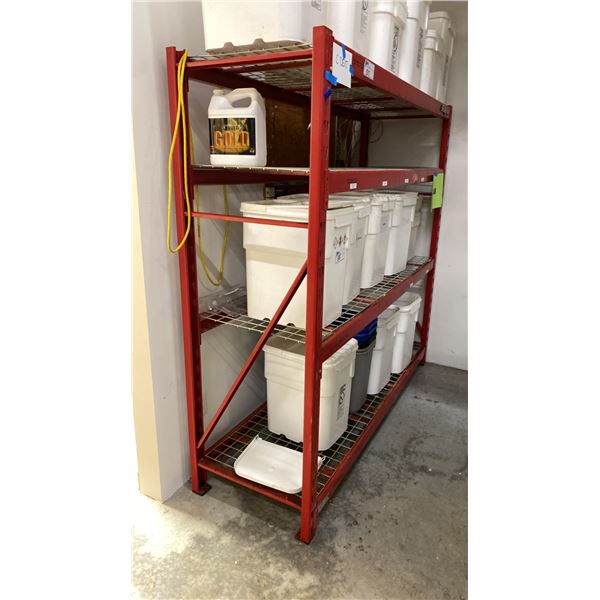 SNAP-ON RED METAL ADJUSTABLE SHELF RACKING UNIT APPROX 77"L X 24"D X 72.5"H