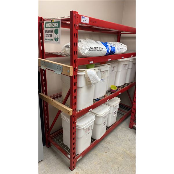 SNAP-ON RED METAL ADJUSTABLE SHELF RACKING UNIT APPROX 77"L X 24"D X 72.5"H
