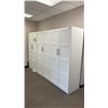 Image 2 : 3 WHITE 2 DOOR STORAGE CABINETS- EACH MEASURES APPROX 39"W X 24"D X 79"H
