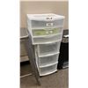 Image 4 : 3 METAL STACKABLE STOOLS, 2 WHITE PLASTIC STORAGE ORGANIZERS & GARBAGE CAN