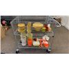 Image 1 : 3 TIER MOBILE METRO STYLE CART WITH ASSORTED VINTAGE TUPPERWARE