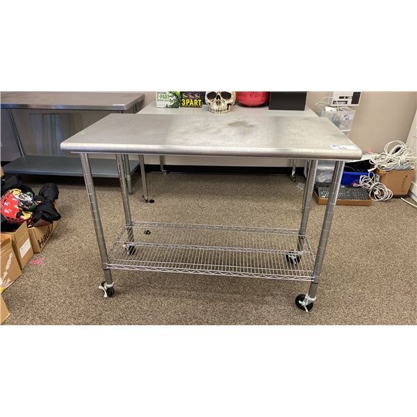 2 TIER STAINLESS STEEL PREP TABLE APPROX 49.5"W X 24"D X 39"H