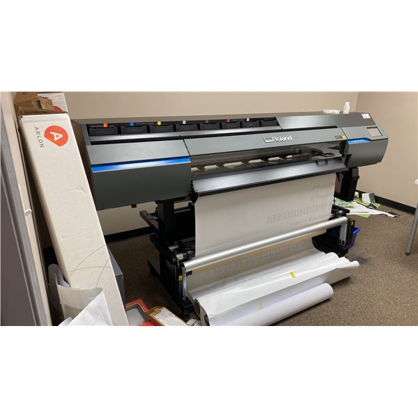 ROLAND TRUVIS VG3-540 LARGE FORMAT INKJET PRINTER CUTTER WITH ASSORTED ROLLS OF MATERIAL