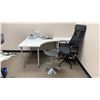 Image 1 : WHITE CORNER TABLE, SMALL DESK, STOOL, MOBILE OFFICE CHAIR & ASSORTED ITEMS