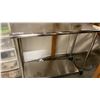 Image 3 : STAINLESS STEEL PREP TABLE * NEEDS REPAIR* & 5 DRAWER PLASTIC STORAGE UNIT WITH ASSORTED CONTENTS