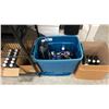 Image 4 : 2 BLACK 5 TIER SHELVING UNITS WITH ASSORTED CONTENTS- STORAGE BINS, ELECTRICAL CORDS, GROW