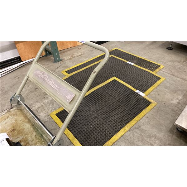 3 ANTI FATIGUE MATS & FOLDING UTILITY CART *CONTENTS ON CART NOT INCLUDED*