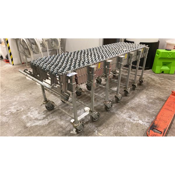 NESTAFLEX 376 HEAVY-DUTY, EXPANDABLE GRAVITY SKATE WHEEL CONVEYOR APPROX 18' WHEN EXPANDED