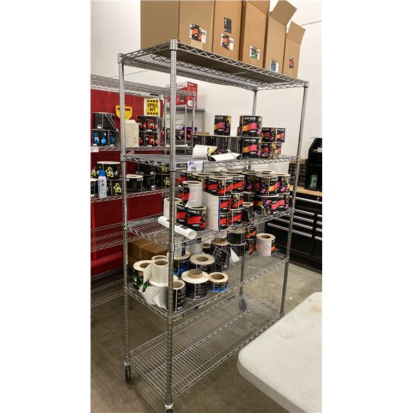 5 TIER MOBILE RACK WITH CONTENTS APPROX 48"W X 18"D X 76"H