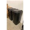 Image 2 : PAIR OF BLACK RUBBERMAID FLIP TOP MOBILE WASTE BINS