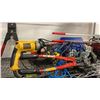 Image 3 : SHELF OF ASSORTED ITEMS- DEWALT DRILL, CASTORS, SMALL HEATERS, BOLT CUTTERS & MORE