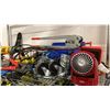 Image 4 : SHELF OF ASSORTED ITEMS- DEWALT DRILL, CASTORS, SMALL HEATERS, BOLT CUTTERS & MORE