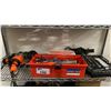 Image 1 : SHELF OF ASSORTED TOOLS, HEAT GUN, PORTER CABLE DRILL, SOCKET SET & MORE