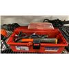 Image 3 : SHELF OF ASSORTED TOOLS, HEAT GUN, PORTER CABLE DRILL, SOCKET SET & MORE