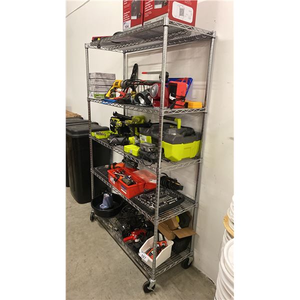 5 TIER MOBILE RACK APPROX 48"W X 18"D X 76"H *CONTENTS NOT INCLUDED*