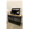 Image 1 : HUSKY BLACK WOOD TOP MOBILE TOOL CHEST WITH ASSORTED CONTENTS APPROX 52"L X 18"D X 37"H *HAS KEYS*