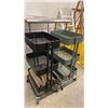 Image 4 : 2 STAINLESS STEEL 4 TIER MOBILE PREP TABLES APPROX 30"W X 20"D X 36"H & 2 MOBILE 3 TIER METAL CARTS