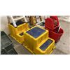 Image 2 : 2 LARGE YELLOW EQUIPMENT STAIRS, FOLDING STEP STOOL, WOODEN ALLRIGHT 5' LADDER, SPILL CONTAINMENT