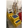 Image 3 : 2 LARGE YELLOW EQUIPMENT STAIRS, FOLDING STEP STOOL, WOODEN ALLRIGHT 5' LADDER, SPILL CONTAINMENT