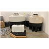 Image 2 : 4 LARGE COMMERCIAL PLASTIC LIQUID STORAGE CONTAINERS ON STANDS WITH RELEASE VALVES APPROX SIZES-