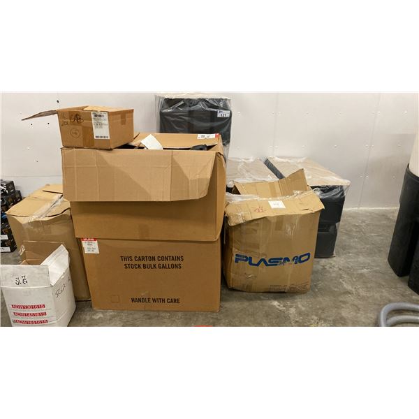 GROUP OF ASSORTED BLACK EMPTY JUGS & CAPS