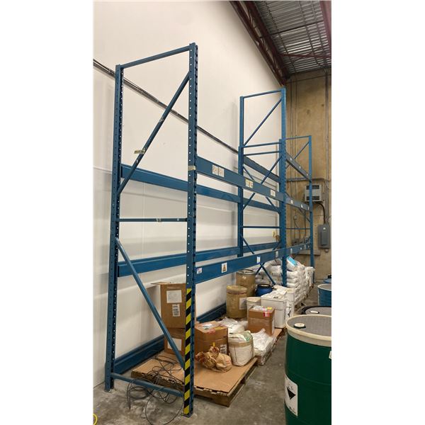 12 BAYS OF INDUSTRIAL PALLET RACKING 16 UPRIGHTS, 56 SIDE RAILS
