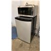 Image 1 : G.E BLACK WITH GREY FRONT COMPACT BAR FRIDGE & PANASONIC MICROWAVE
