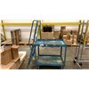 Image 3 : BLUE METAL 2 TIER MOBILE CART WITH LADDER