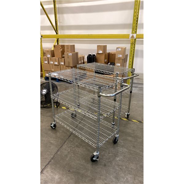 PAIR OF 3 TIER METAL MOBILE CARTS