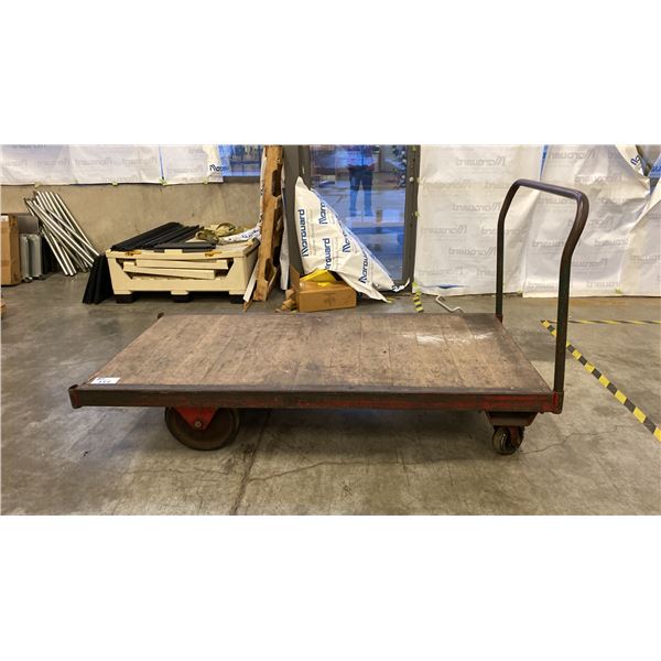HEAVY DUTY METAL/WOOD TOP MOBILE CART APPROX 6'L X 3'W
