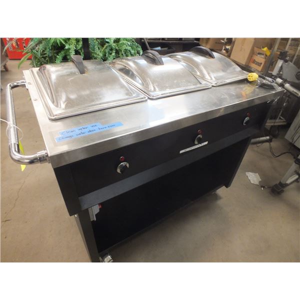 3 Bay Stainless Steel Steel Table w/ Lids & Inserts