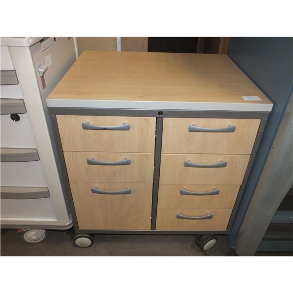 7 Drawer Wooden Cabinet On Wheels