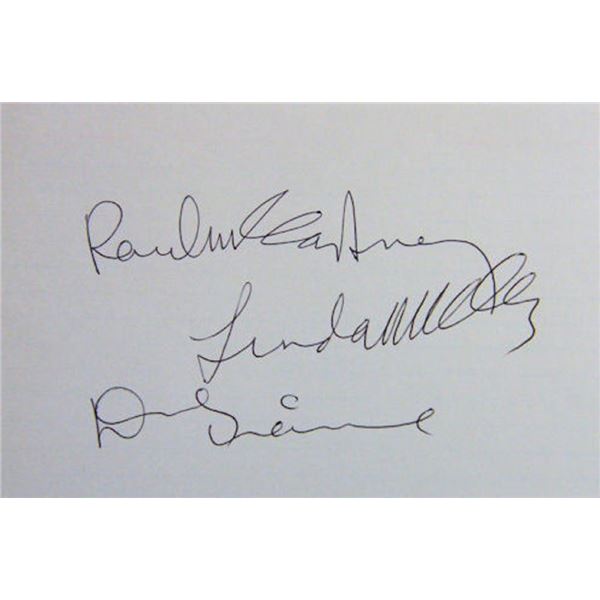 Paul McCartney, Linda McCartney & Denny Laine  signature slip