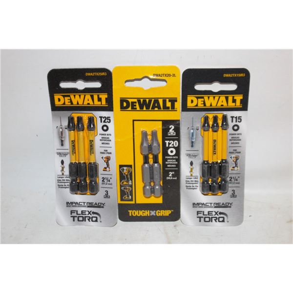 3PKS OF DEWALT IMPACT SCREWDRIVER BITS T25 T20 T15