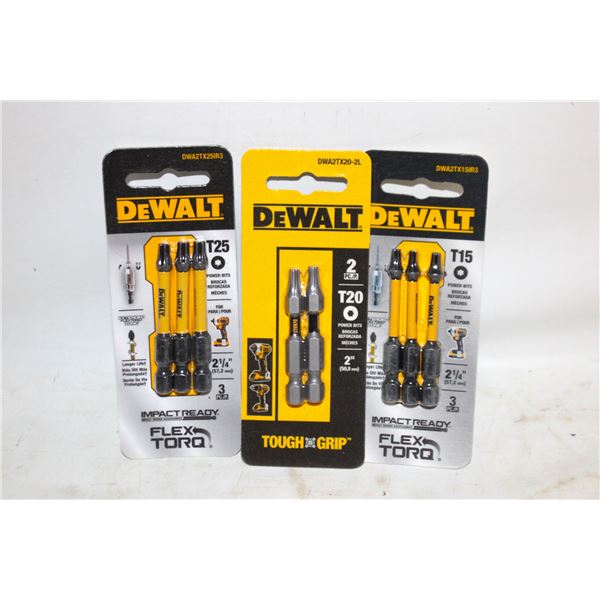 3PKS OF DEWALT IMPACT SCREWDRIVER BITS T25 T20 T15