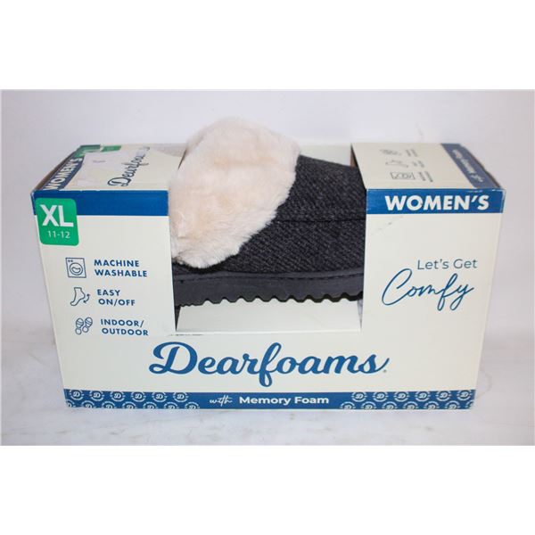 LADIES SIZE XL (11-12) DEARFOAM SLIPPERS BLACK