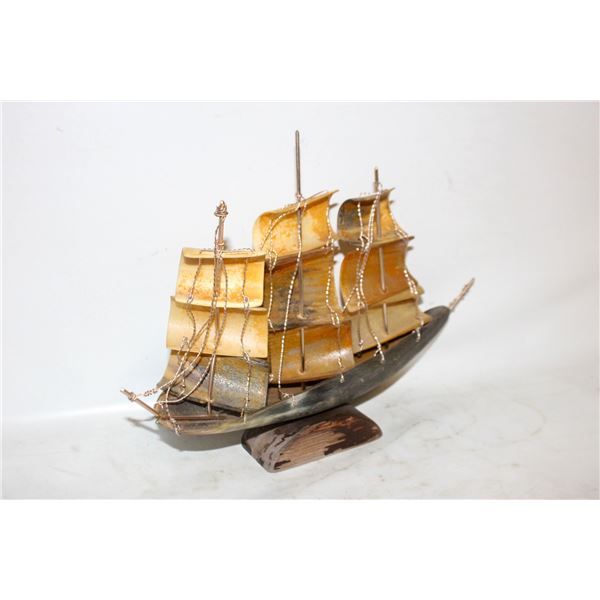 VINTAGE, HAND CARVED SAILING SHIP FROM