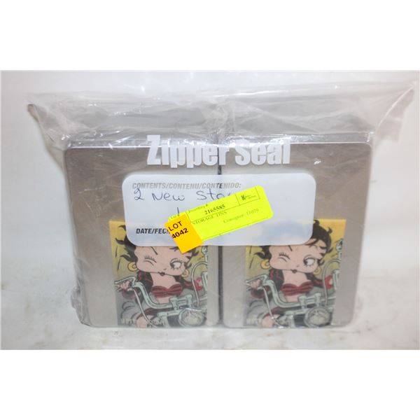 2 NEW STORAGE TINS