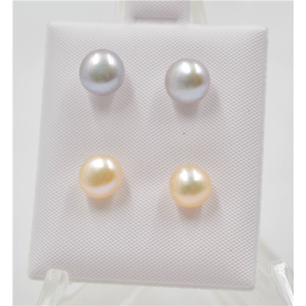 #174-NATURAL AKOYA PEARL STUD EARRING 2PAIR