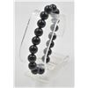 Image 1 : #94- NATURAL BLACK OBSIDIAN BEAD BRACELET 10MM/75"