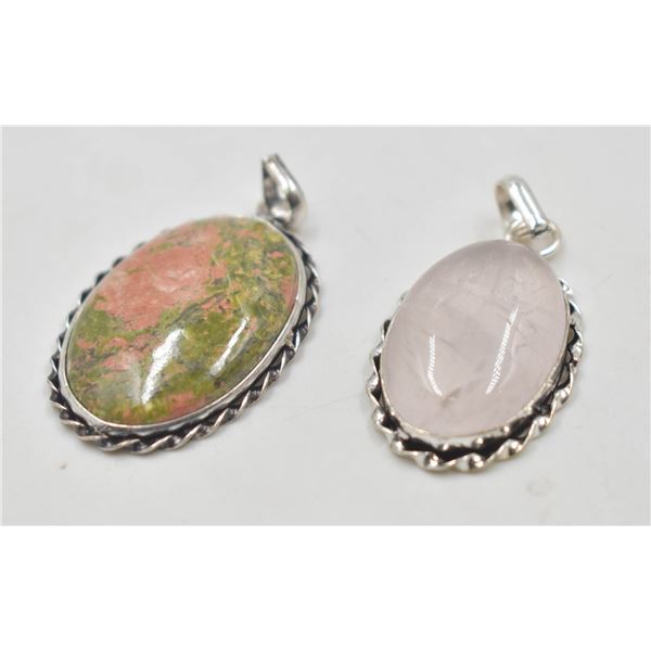 #236-NATURAL UNAKITE & ROSE QUARTZ PENDANT